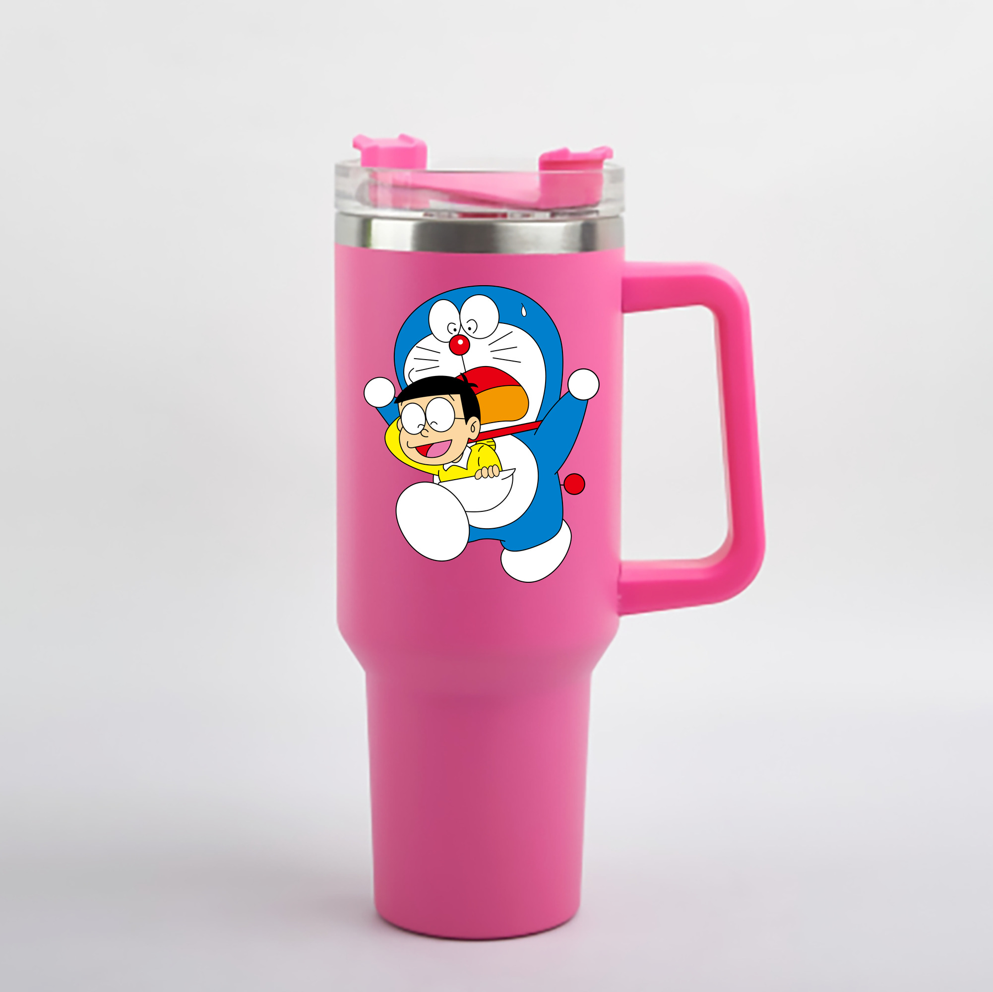 （画像用） ドラえもん Doraemon 1200mL車用タンブラー - クリスタルステッカー（プラスチックストロー付き）